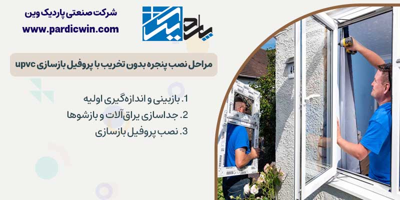 مراحل نصب پنجره بدون تخریب با پروفیل بازسازی upvc