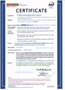 Pardicwin,standard certificate.ral standard of iran.,best upvc producer in iran