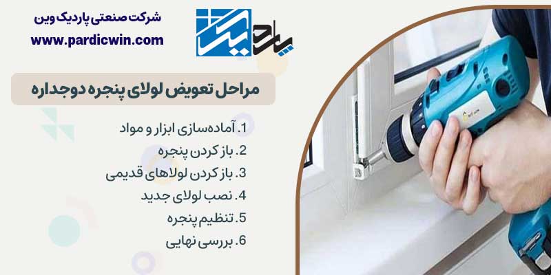 مراحل تعویض لولای پنجره دوجداره