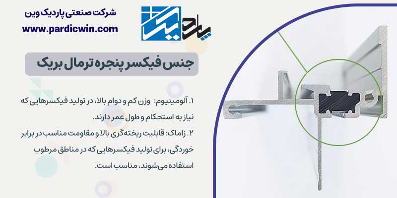 جنس فیکسر پنجره ترمال بریک | جنس آلومینیوم و زاماک
