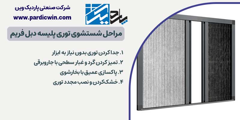 مراحل شستشوی توری پلیسه دبل فریم | پاردیک وین