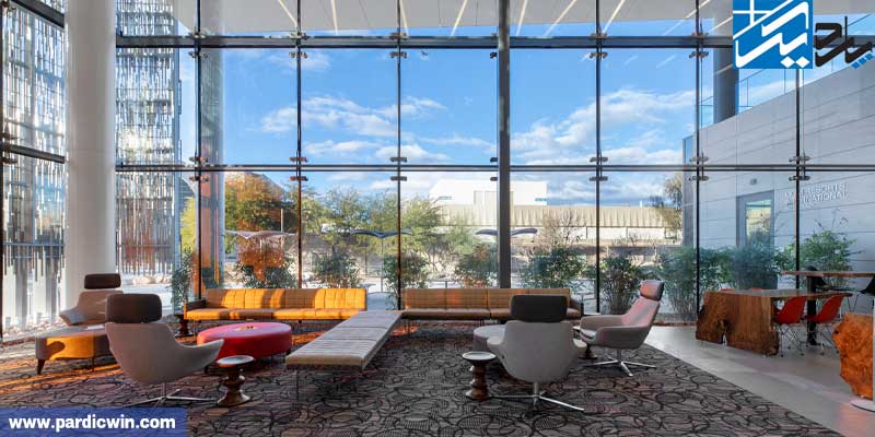 استفاده از نمای کرتین وال در لابی برج | پاردیک وین
