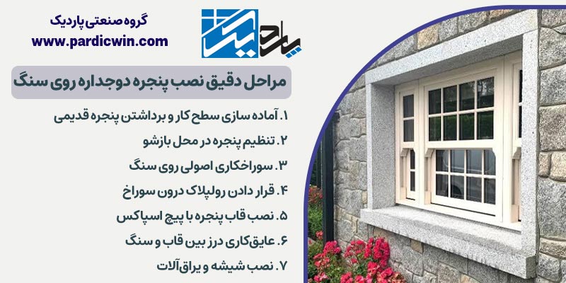 مراحل دقیق نصب پنجره دوجداره روی سنگ | پاردیک وین
