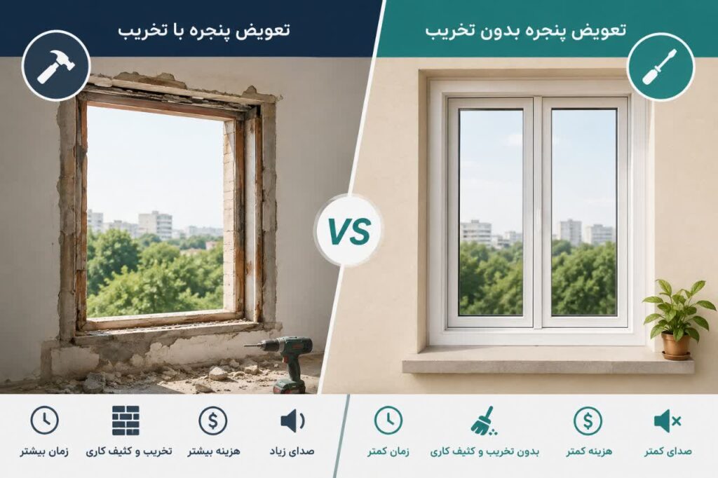 تفاوت تعویض پنجره با خرابی و بدون خرابی